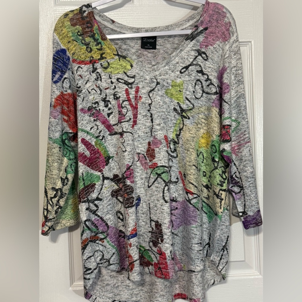 Inoah XL Colorful Abstract Print Tunic Top Made in USA